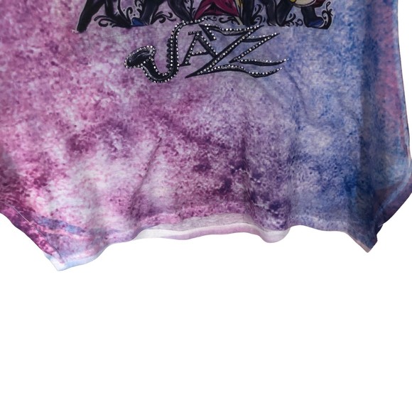 New Orleans Jazz Tye Dye Bling Tunic w/Asymmetrical Sharkbite Hem SZ 3X juniors - Picture 4 of 7